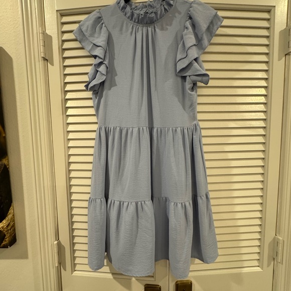 entro Dresses & Skirts - entro Pale Blue Ruffle Tiered Mini Dress